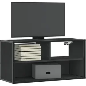 Comparateur de prix : vidaXL Meuble TV noir 80x31x39,5 cm bois d'ingénierie et métal