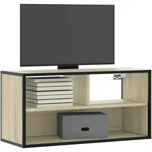 vidaXL Meuble TV chêne sonoma 80x31x39,5 cm bois d'ingénierie et métal pas cher
