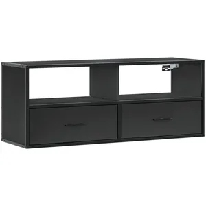 vidaXL Meuble TV noir 100x31x39,5 cm bois d'ingénierie et métal pas cher