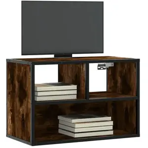 vidaXL Meuble TV chêne fumé 60x31x39,5 cm bois d'ingénierie et métal pas cher