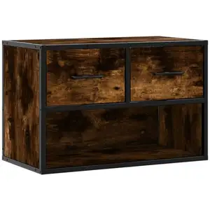 Meuble tv chêne fumé 60x31x39,5 cm bois d'ingénierie et métal Vidaxl pas cher