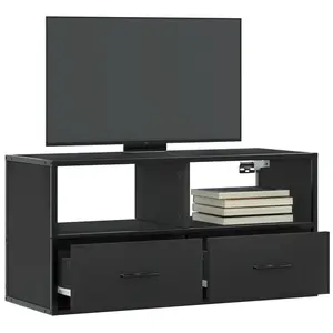 vidaXL Meuble TV noir 80x31x39,5 cm bois d'ingénierie et métal pas cher