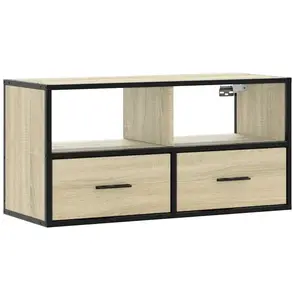 Comparateur de prix : vidaXL Meuble TV chêne sonoma 80x31x39,5 cm bois d'ingénierie et métal