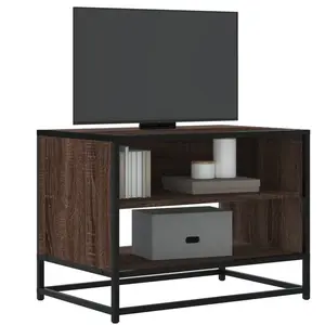 vidaXL Meuble TV chêne marron 61x40x46 cm bois d'ingénierie et métal pas cher