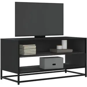 vidaXL Meuble TV noir 91x40x46 cm bois d'ingénierie et métal pas cher