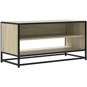 vidaXL Meuble TV chêne sonoma 91x40x46 cm bois d'ingénierie et métal pas cher
