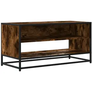 Comparateur de prix : vidaXL Meuble TV chêne fumé 91x40x46 cm bois d'ingénierie et métal