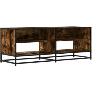vidaXL Meuble TV chêne fumé 120,5x40x46 cm bois d'ingénierie et métal pas cher