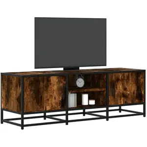 vidaXL Meuble TV chêne fumé 120x35x41 cm bois d'ingénierie et métal pas cher
