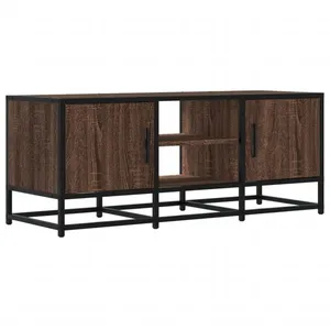 vidaXL Meuble TV chêne marron 100x35x41 cm bois d'ingénierie et métal pas cher