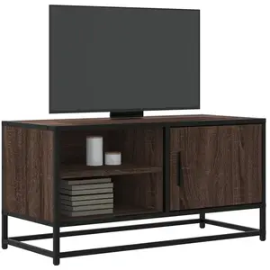 vidaXL Meuble TV chêne marron 80x34,5x40 cm bois d'ingénierie et métal pas cher