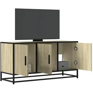 vidaXL Meuble TV chêne sonoma 100x35x50 cm bois d'ingénierie et métal pas cher