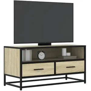 vidaXL Meuble TV chêne sonoma 80x34,5x40 cm bois d'ingénierie et métal pas cher