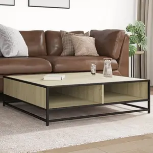 vidaXL Table basse chêne sonoma 100x100x30 cm bois d'ingénierie/métal pas cher