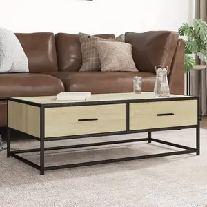 vidaXL Table basse chêne sonoma 100x50x35cm bois d'ingénierie et métal pas cher