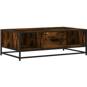 vidaXL Table basse chêne fumé 100x57x35 cm bois d'ingénierie et métal pas cher