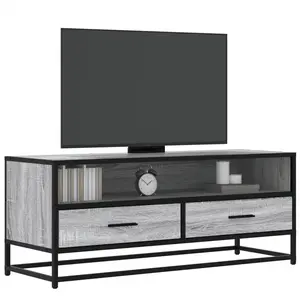 vidaXL Meuble TV sonoma gris 100x34,5x40 cm bois d'ingénierie et métal pas cher