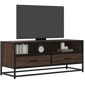 vidaXL Meuble TV chêne marron 100x34,5x40cm bois d'ingénierie et métal pas cher