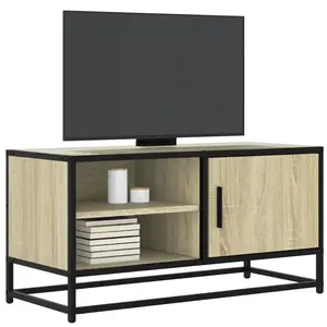 vidaXL Meuble TV chêne sonoma 80x34,5x40 cm bois d'ingénierie et métal pas cher