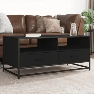 vidaXL Table basse noir 100x50x45 cm bois d'ingénierie et métal