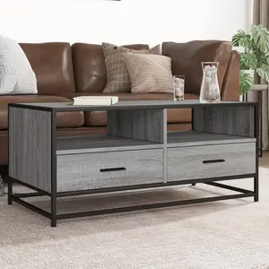 vidaXL Table basse sonoma gris 100x50x45 cm bois d'ingénierie et métal pas cher