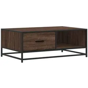 Table basse chêne marron 90x57x35 cm bois d'ingénierie et métal vidaXL pas cher