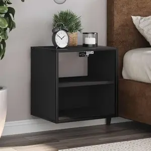 vidaXL Tables de chevet murales 2 pcs noir 40x31x39,5 cm pas cher