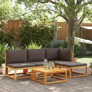 vidaXL Salon de jardin avec coussins 5 pcs Bois d'acacia solide pas cher