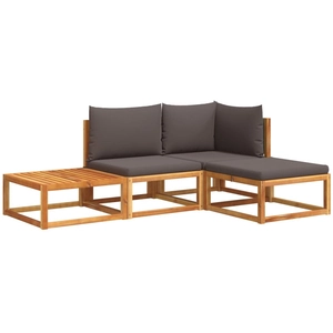 vidaXL Salon de jardin avec coussins 4 pcs bois d'acacia massif pas cher