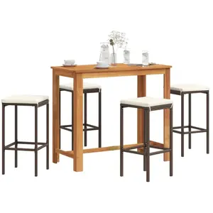 Comparateur de prix : vidaXL Ensemble de bar de jardin 5 pcs marron bois massif acacia rotin