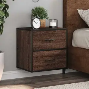 vidaXL Table de chevet murale chêne marron 40x31x39,5 cm pas cher