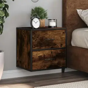 vidaXL Tables de chevet murales 2 pcs Chêne fumé 40x31x39,5 cm pas cher