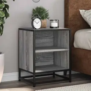 vidaXL Tables de chevet 2 pcs sonoma gris bois d'ingénierie et métal pas cher