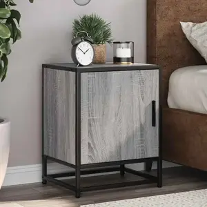 vidaXL Tables de chevet 2 pcs sonoma gris bois d'ingénierie et métal pas cher