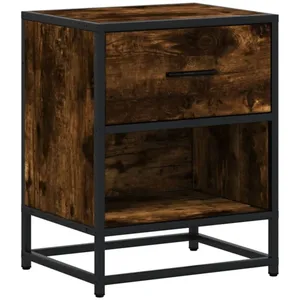 Comparateur de prix : vidaXL Table de chevet chêne fumé 40x31x50 cm bois d'ingénierie