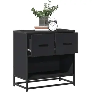vidaXL Table de chevet noir 60x31x60 cm bois d'ingénierie et métal pas cher