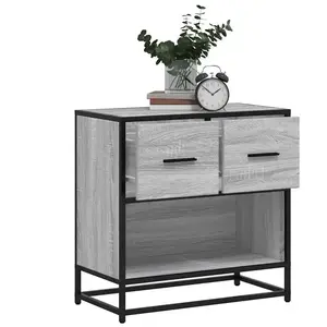 vidaXL Table de chevet sonoma gris 60x31x60 cm bois ingénierie métal pas cher