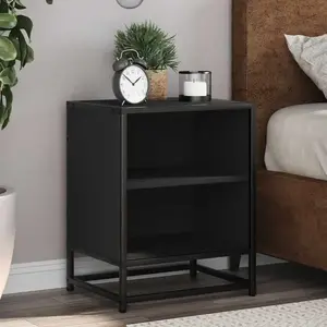 vidaXL Table de chevet noir 40x31x50 cm bois d'ingénierie et métal pas cher