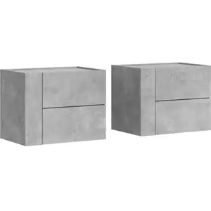 vidaXL Tables de chevet murales 2 pcs gris béton 45x30x35 cm pas cher