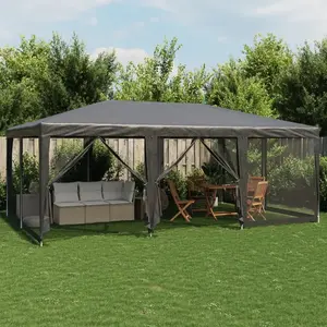 vidaXL Tente de fête avec 10 parois latérales maille anthracite 6x4 m pas cher
