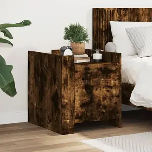 vidaXL Table de chevet chêne fumé 45x50x50 cm bois d'ingénierie pas cher