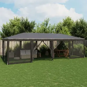 vidaXL Tente de fête avec 12 parois latérales maille anthracite 8x4 m pas cher