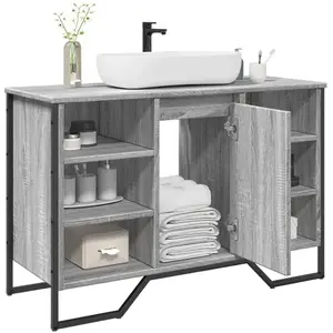 vidaXL Armoire lavabo de salle de bain sonoma gris 91x35x60 cm pas cher