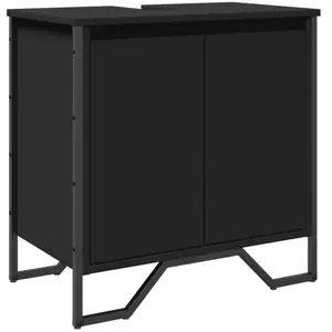 vidaXL Armoire lavabo de salle de bain noir 60x35x60 cm pas cher