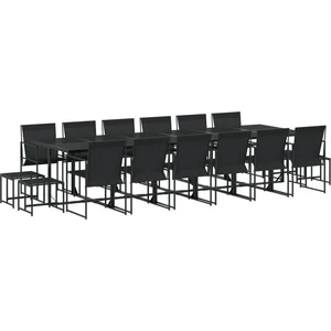 Comparateur de prix : vidaXL Ensemble à manger de jardin 17 pcs noir textilène
