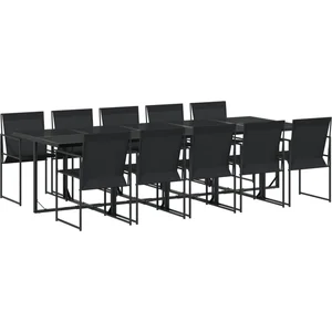 vidaXL Ensemble à manger de jardin 11 pcs noir textilène pas cher