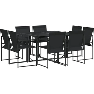 vidaXL Ensemble à manger de jardin 9 pcs noir textilène pas cher