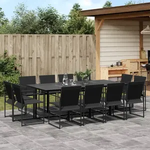 vidaXL Ensemble à manger de jardin 13 pcs noir textilène pas cher