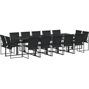 vidaXL Ensemble à manger de jardin 15 pcs noir textilène pas cher