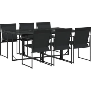 vidaXL Ensemble à manger de jardin 7 pcs noir textilène pas cher